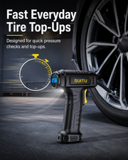Cordless inflator for everyday tire top-ups