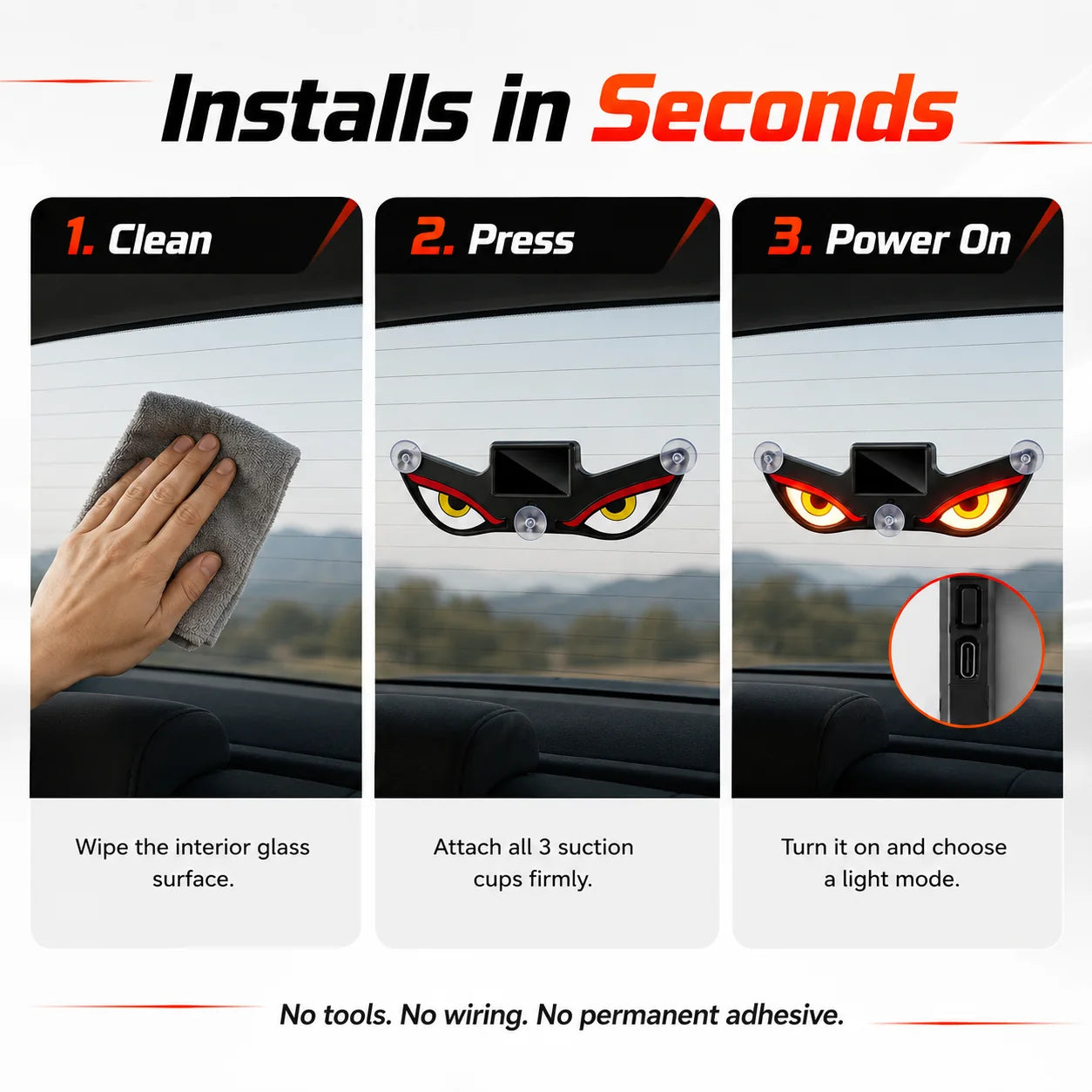 Three-step suction cup installation guide