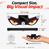Evil Eyes dimensions and hand-held size reference