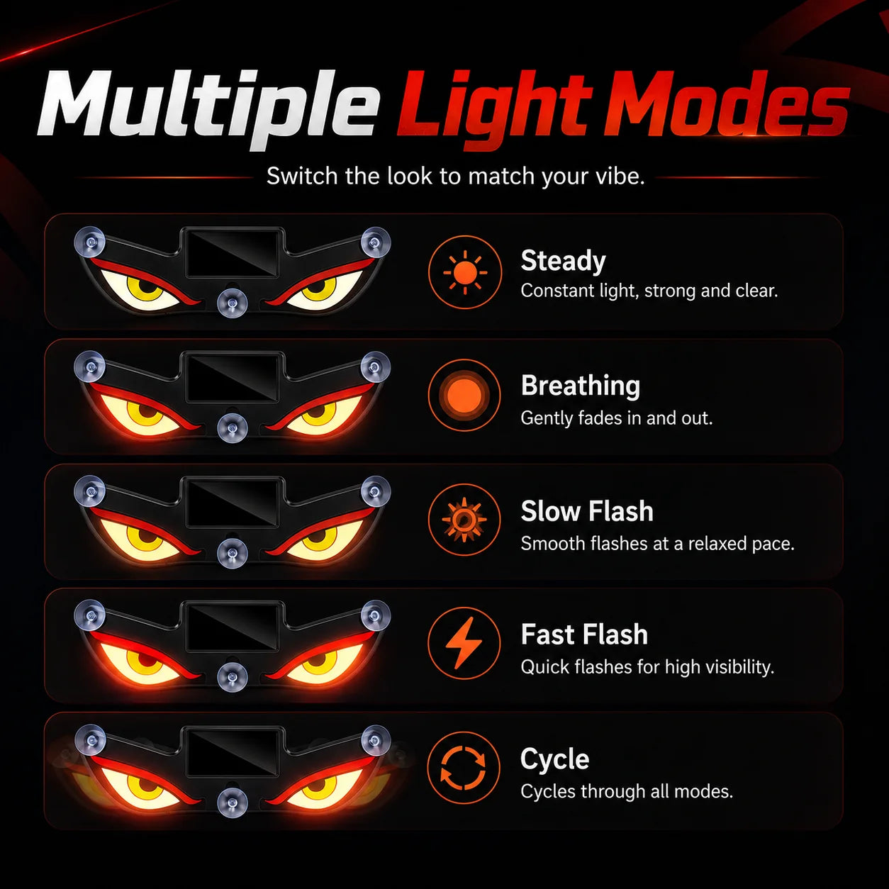 Evil Eyes steady and animated light modes